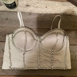 White Rhinestone Bustier size M